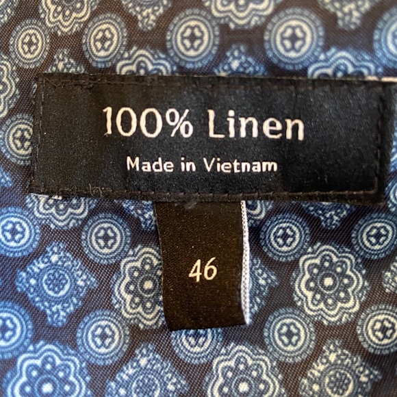 Paul Frederick Men's Blue 100% linen double breasted notch, lapel Vest 3633 - Picture 7 of 8